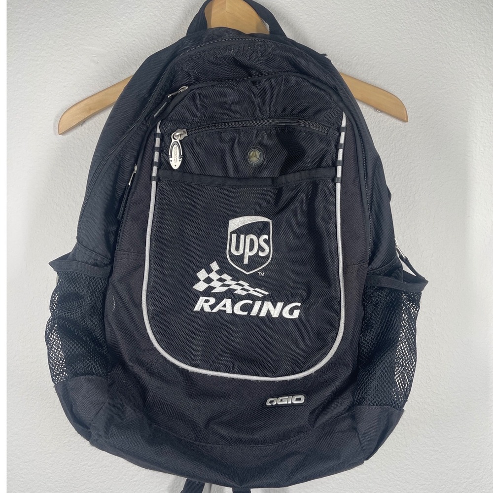 OGIO Carbon Backpack Black UPS Racing Logo Checkered Flag Corporate Bag Mens